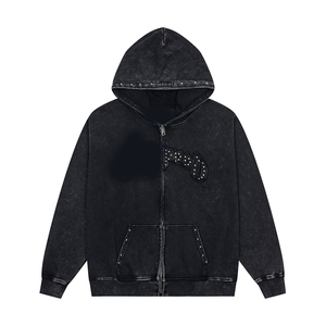 Nouvelle Arrivée Automne-Hiver Transfrontalière : Sweat à Capuche en Coton Pur Style Rétro avec Impression Directe et Finition Délavée - Product Image 2