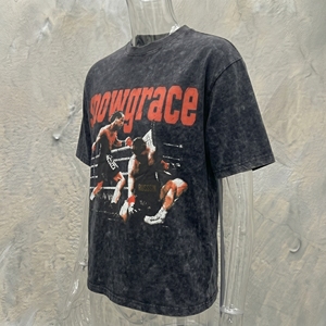 T-shirt à manches courtes pour homme Snowgrace, imprimé tie-dye noir surdimensionné, style streetwear, col rond, jersey en coton - Product Image 6