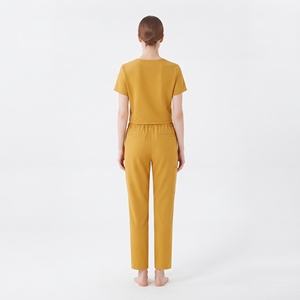 Ensemble de blouses et pantalons jaunes pour femmes Hawk Eye, col en V, uniformes d'hôpital, coton et polyester tissé extensible - Product Image 2
