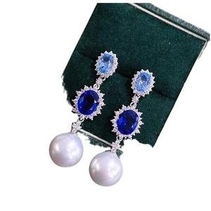 Exquises boucles d'oreilles pendantes en argent 925, perles naturelles de 13 à 12 mm, perles rares en or miel, rondes, presque parfaites, Brachti - Product Image 5