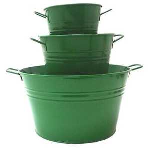 Bacs à eau en métal rayés, jardinières durables, finition peinte, forme ovale - Product Image 4