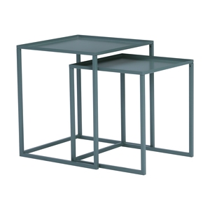 Mesas Auxiliares Minimalistas Apilables, Estructura de Acero Gris Mate, Bandeja Extraíble, Juego de Mesas Auxiliares para Apartamento, Sala de Estar, Salón - Product Image 1