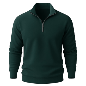 Pull à col montant zippé pour homme, bleu marine uni, tricoté, coupe classique, idéal pour l'automne - Product Image 6