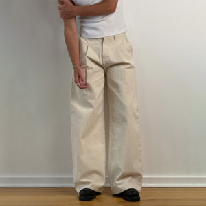 กางเกงยีนส์เดนิมทรงตรงแบบจีบสำหรับผู้ชายรุ่นใหม่ล่าสุด ผ้าฝ้าย 100% สไตล์สตรีทแวร์ทรงหลวม ระบายอากาศได้ดี เป็นมิตรต่อสิ่งแวดล้อม ใส่สบาย - Product Image 5