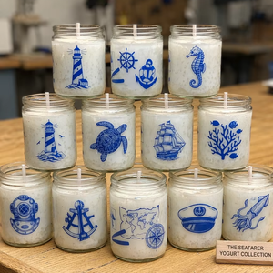 Bougie dans un bocal en verre à motif bleu moderne, idéale pour les salons, les chambres, les restaurants, les spas, les mariages et les décorations festives. - Product Image 2