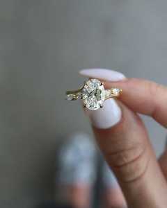 U and Me Lab Grown 2.02 CT Oval Cut Diamond Promise Unique Band Ring For Women 18K Solid Gold Party Occasion Gift For <b>Girlfriend</b> - Product Image 2