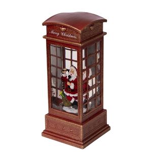 Cabina Telefonica Luminosa Girevole 4x4x10"H per Natale, Funziona con 3 Batterie AA, con Babbo Natale, Accessorio Decorativo da Tavolo - Product Image 4