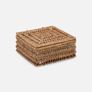 Premium rattan napkin holder with lid handbraided napkins basket rack dining decor essentials supply - Product Image 4