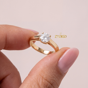 Anillo Solitario de Diamante Amarillo de Lujo, Corte Oro Amarillo, Diamante Cultivado en Laboratorio, Clásico, para Compromiso, Boda, Regalo, Joyería Fina para Mujer - Product Image 1