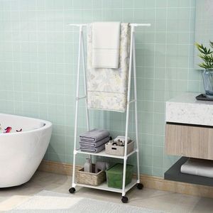Rack per indumenti in acciaio inossidabile a 2 livelli 2 ganci in plastica per casa e ufficio in plastica portatile - Product Image 2