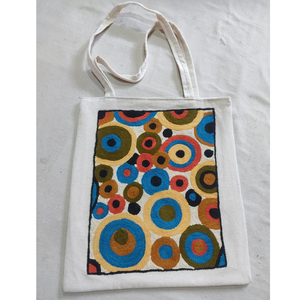 Kashmiri Artisan Luxury Cotton Tote <b>Bag</b> Handmade Embroidered Zipper Closure Shoulder <b>Bag</b> Reusable Eco Friendly Shopping <b>Travel</b> - Product Image 4