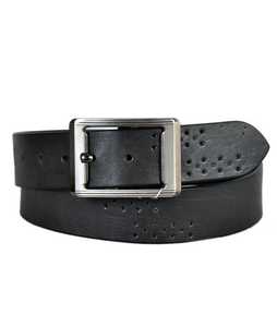 Cinturón de Cuero de Diseño Sólido y Duradero con Hebilla Rectangular de Color Negro, Cinturones Casuales Impermeables para Hombre Hechos en India - Product Image 1