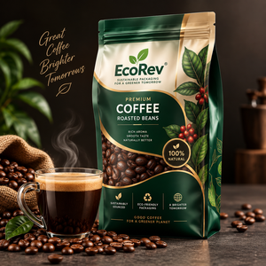 EcoRev Café Premium en Grano Tostado 340g Tueste Medio Granos Enteros Origen Único Ecológico Bolsa con Cierre Hermético Reutilizable - Product Image 4