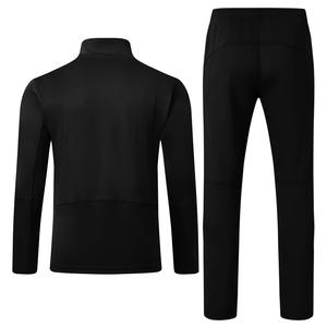 Ensemble de survêtement 2 pièces noir pour homme, veste zippée à col rabattu, manches longues, pantalon de survêtement à cordon de serrage, décontracté - Product Image 5
