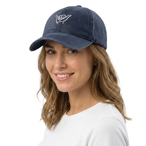 Unisex Baseball Cap 6-Panel <b>Navy</b> Blue Embroidered Shaka Logo Adjustable Back Closure Casual Style Adult <b>Hat</b> - Product Image 4