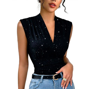 Customized Y2K Summer Sexy Girl Casual Fit Cropped Top All Over Diamonds Rhinestone Tank Top OEM women's shirt Custom Logo USA - Product Image 2