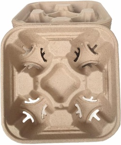 High Strength Molded Pulp Beverage Tray 4 <b>Cups</b> for Delivery & Takeout Trays <b>Disposable</b> Sustainable Drink Carrier for Restaurants - Product Image 5