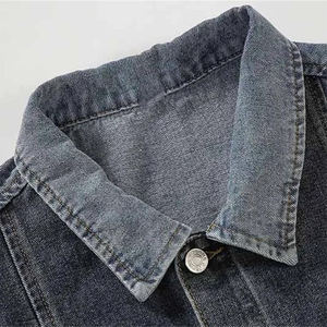 Men's Jeans <b>Jacket</b> Gray Color Long Sleeve Cotton Made Side Pocket Jeans <b>Jackets</b> With Button Snap Closure - Product Image 6
