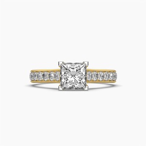 Anillo de compromiso de lujo con diamante cultivado en laboratorio de 1.78 CT TDW en oro amarillo de 14K, corte princesa, con diamante principal de 1.36 CT, ideal para fiestas. - Product Image 5