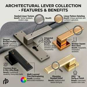 Mortis <b>Lock</b> Lever Square Rose <b>Door</b> Handles Interior <b>Door</b> Hardware Premium Modern Design Bedroom <b>Bathroom</b> Kitchen Easy - Product Image 2