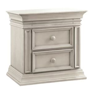 Mesita de Noche Moderna de Roble con 2 Cajones - Cómoda de Madera Maciza Gris Ceniza para el Dormitorio - Product Image 1