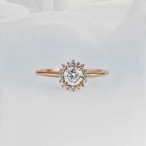 Floral 1.00CT Round Cut Diamond Cluster Wedding <b>Ring</b> 14K Yellow Gold Classic Design for Women's Party Gift For Lovers - Product Image 5