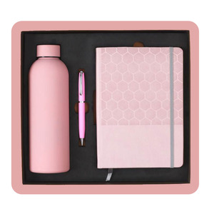 Custom Logo Embossed Personalized Corporate <b>Gift</b> <b>Set</b> PU Leather Diary Pen Bottle Business Promotion Thanksgiving Graduation - Product Image 1