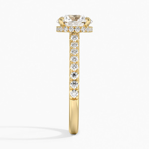 Anillo de compromiso con diamante solitario pavé halo oculto - Product Image 3