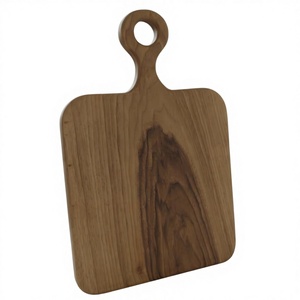 Planche de service en bois de noyer faite à la main 45cm x 30cm, planche à découper en bois massif avec trou de poignée rond, planche de cuisine à grain de bois - Product Image 1
