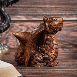 Custom Engraved <b>Dragon</b> Statue Wooden <b>Art</b> Handcrafted Wooden <b>Dragon</b> Ornament for Home Natural Hardwood <b>Dragon</b> Sculpture Gift - Product Image 4