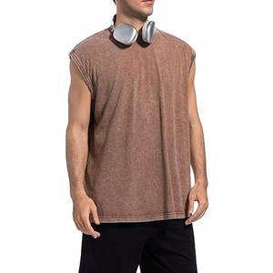 Camisetas sin mangas para hombre, estilo vintage con efecto desgastado, holgadas, para gimnasio, entrenamiento atlético y fitness - Product Image 2