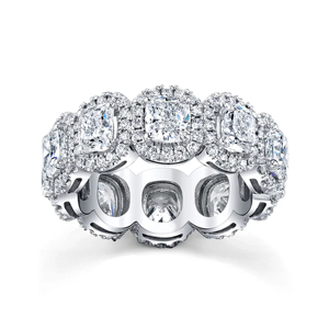 Women's 925 <b>Silver</b> <b>Eternity</b> Band <b>Ring</b> With Round Brilliant Cut Diamond Classic Engagement Style - Product Image 2