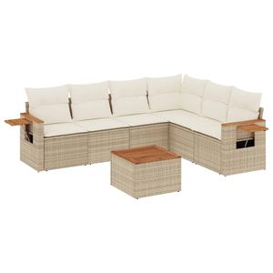 Grand ensemble de canapés de jardin pliables en rotin PE beige, meubles d'extérieur confortables - Product Image 2