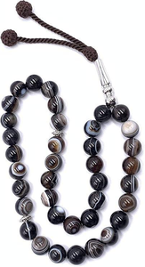 Perles de prière islamiques en corne naturelle de haute qualité, faites à la main, avec une texture réaliste, pour la prière et la méditation musulmanes, cadeau idéal. - Product Image 5