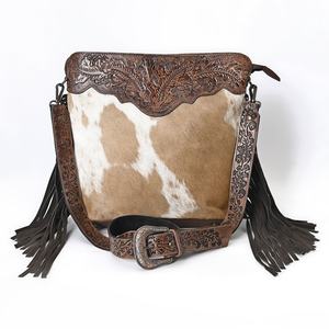 Bolso de Hombro de Cuero Vacuno Estilo Vaquero Occidental con Flecos para Mujer - Product Image 5