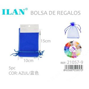 Sacchetti Regalo in Organza Ilan 10x15 Cm 5 Pezzi Colore Blu - Product Image 3