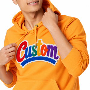 Men's Oversized Colorful Print Sweatshirt Custom Manufacturer With Solid <b>Orange</b> Fleece Drop Shoulder <b>Hoodies</b> Private Label USA - Product Image 4