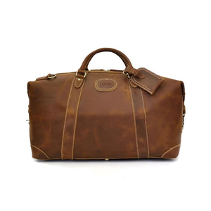 Men's Luxury Leather <b>Duffel</b> <b>Bag</b> with Polyester Lining Outdoor Travel Gym Sports Luggage Large Capacity Adjustable Shoulder Strap - Product Image 1