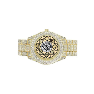 Hip Hop Iced Out <b>Watch</b> Analog Quartz <b>Case</b> 46mm Full Bling Rhinestone Dial Crystal Mixed Scale 20mm Band Stainless Steel Buckle - Product Image 2