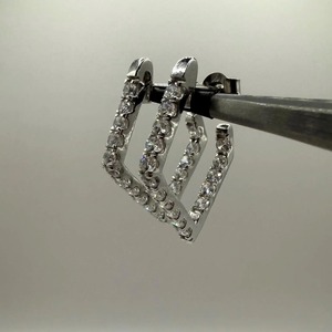 14K Solid White Gold 1.40ct Lab Grown Diamond Hoop <b>Earrings</b> Cut Geometric Minimalist Dangle Diamond <b>Earrings</b> for Gift Party - Product Image 3