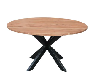 Table à manger ronde en bois massif avec pieds en métal - Design moderne, durable, écologique et fait main - Product Image 3