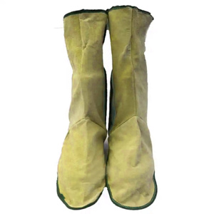 Blue Colored Leather Welding Work Shoe Covers Heavy Duty Welding Industrial Safety Welder Gaiters for Foot Protection From Spark - Product Image 3