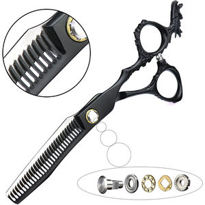 Kit de Tijeras de Peluquería con Mango de Dragón, Recubrimiento Negro, Tijeras de Entresacar para Salón, Set de Peluquería - Product Image 3