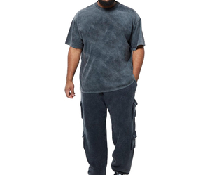 <b>Men's</b> Oversized <b>Tie</b> Dye T-Shirt O-Neck Short Sleeve Plus Size Cotton Jersey Casual Solid Color <b>Black</b> Gray - Product Image 1