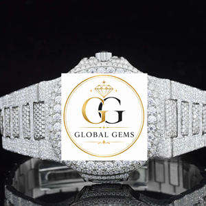 Premium Quality Luxurious Antique Green Sapphire Dial <b>Automatic</b> Movement VVS Moissanite Diamond Watch Available for Best Price - Product Image 1