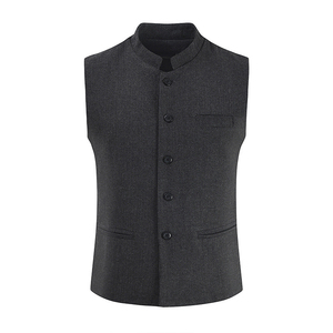 Chaleco de Traje Formal para Hombre, Talla Grande, Negro, Cuello en V, Cierre de Botón, Tejido Transpirable y Ecológico, Primavera/Otoño - Product Image 5