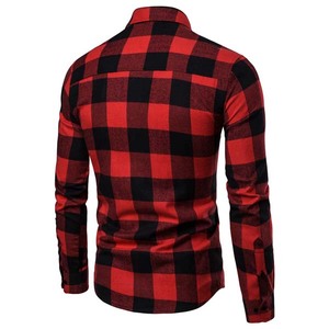 <b>Men's</b> <b>Red</b> Black Plaid Flannel <b>Shirt</b> Full Sleeve Turn-down Collar Casual Autumn Winter Long Sleeve 100% Cotton <b>Shirts</b> - Product Image 2