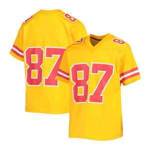 Custom Light Blue American Football Jersey V-Neck Short Sleeve Sublimated Print Front Team <b>Name</b> Number Moisture Wicking - Product Image 6