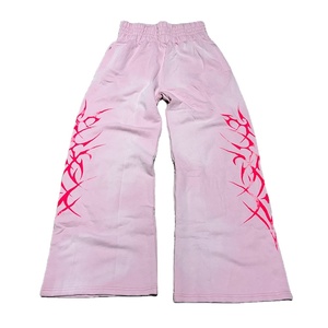 winter Jogger Sweat <b>Shorts</b> Pant Vintage Pink Acid Wash Cotton French Terry Sun Fade Drawstring sweatpants for <b>women</b> - Product Image 1