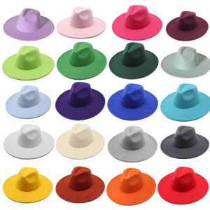 Chapeau Fedora en polyester tendance pour femmes et hommes, style classique, décontracté, à large bord, chapeau jazz - Product Image 1